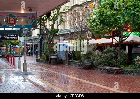 Cuba Street dopo le ore lavorative, Te Aro, Wellington, Nuova Zelanda. Foto Stock