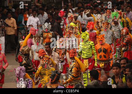 Pulikali, Thrissur, Kerala Foto Stock