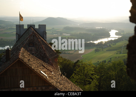 Alto Reno a partire dal castello medievale in prossimità di Stein am Rhein. Foto Stock