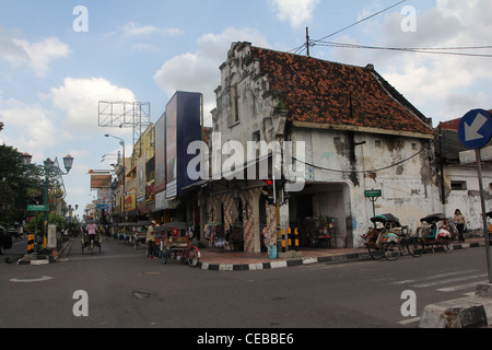 Angolo di strada Yogyakarta Indonesia Central Foto Stock