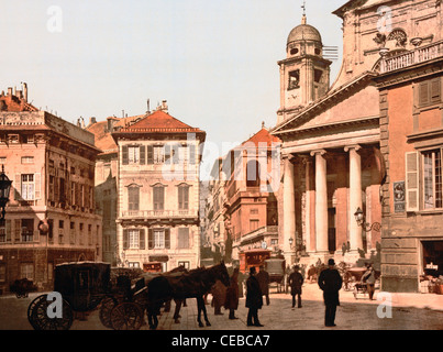 Piazza dell'Annunziata, Genova, Italia! Circa 1900 Foto Stock