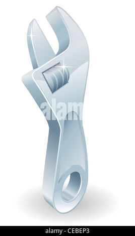 Una illustrazione di un cartone animato di una chiave regolabile o di chiave Foto Stock