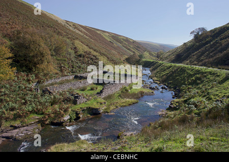 La Valle di Ewyas avvicinando il Grwyne Fawr serbatoio in Montagna Nera di Gwent Monmouthshire Galles Foto Stock