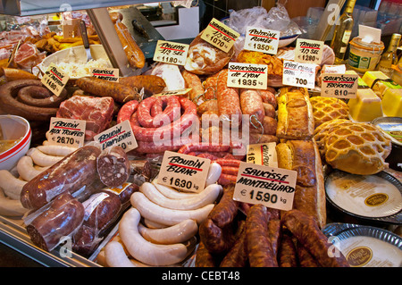 Francia Paris butcher delicatessen Traiteur Monge rue Mouffetard catering interno Foto Stock