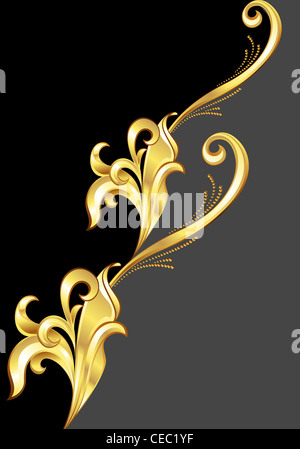 Un astratto modello oro. Immagine su sfondo nero per la progettazione Foto Stock