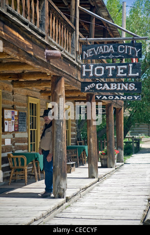 Nevada City, Montana. Città restaurata, adesso all'aperto il museo storico, con 90 edifici storici, manufatti e arredi. Foto Stock