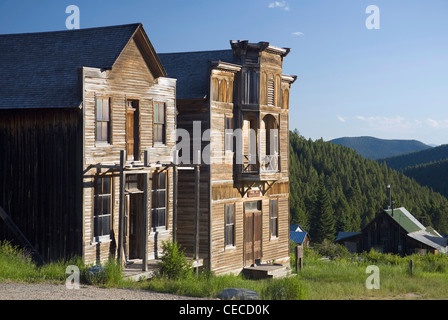 Elkhorn, una piccola città fantasma in Jefferson county, fu costruito nel corso di un argento rush in Elkhorn montagne, Montana. Foto Stock