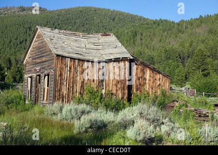 Elkhorn, una piccola città fantasma in Jefferson county, fu costruito nel corso di un argento rush in Elkhorn montagne, Montana. Foto Stock