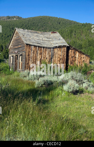 Elkhorn, una piccola città fantasma in Jefferson county, fu costruito nel corso di un argento rush in Elkhorn montagne, Montana. Foto Stock