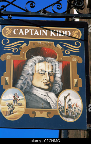 Inghilterra, Londra, Captain Kidd Pub segno Foto Stock