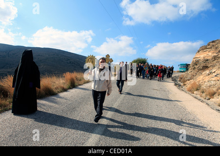 Grecia CICLADI sikinos un festival religioso Foto Stock