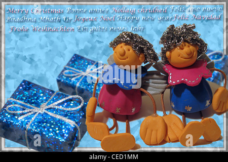 Multi language holiday greeting card Foto Stock