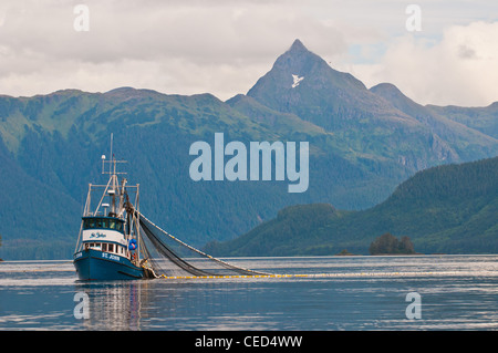 Salmone Cianciolo pesca, Sitka, Alaska Foto Stock