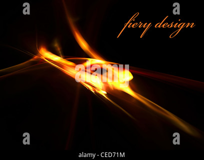 Fiery Abstract fractal su sfondo nero Foto Stock