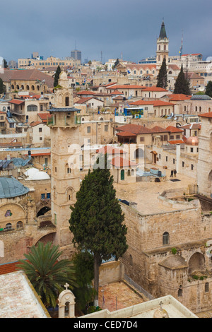 Israele, Gerusalemme, città vecchia, il quartiere cristiano, vista in elevazione della Chiesa luterana del Redentore Foto Stock