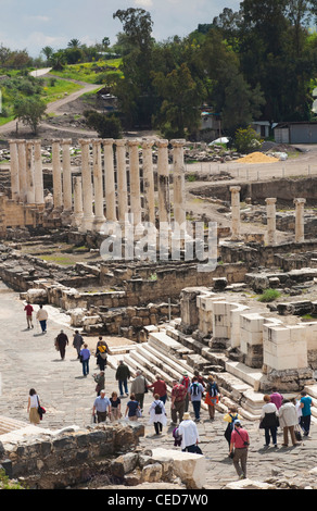 Israele, la Galilea, Beit She-An, Beit She-An National Park, di epoca romana rovine, vista in elevazione Foto Stock