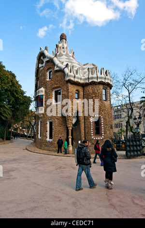 L'architettura di Gaudi, Parc Güell, Sito Patrimonio Mondiale dell'UNESCO, Barcellona, Catalunya (Catalogna) (Cataluña), Spagna, Europa Foto Stock