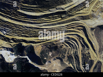 Foto aerea Mappa Bingham Canyon Kennecott miniera di rame più profonda fossa aperta rame operazione di data mining nel mondo Utah Foto Stock