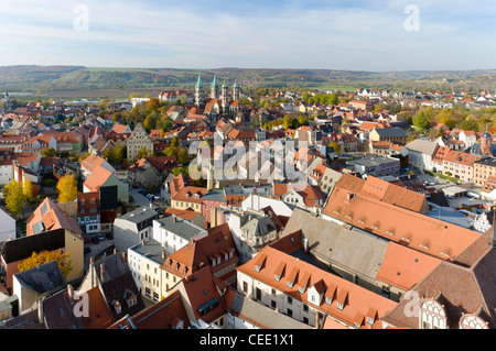 Vista dalla guglia Wenzelsturm sul Naumburg Cattedrale di San Pietro e Paolo, Naumburg, Sassonia-Anhalt, Germania, Europa Foto Stock