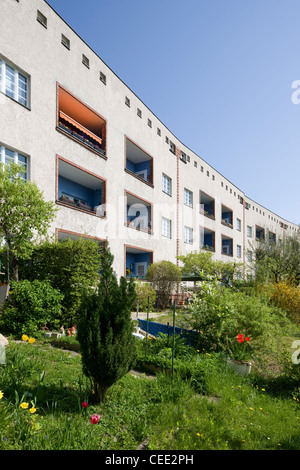 Berlino, Großsiedlung Britz (Hufeisensiedlung) von Bruno Taut Foto Stock