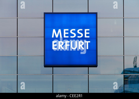 Messe Erfurt centro congressi, esposizioni, al tramonto, Erfurt, Turingia, Germania, Europa Foto Stock