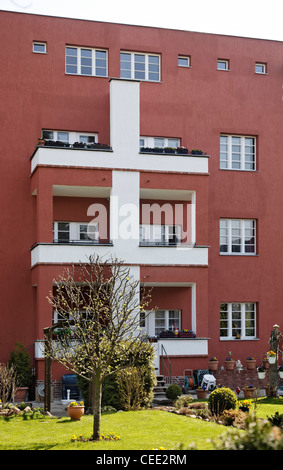 Berlino, Großsiedlung Britz (Hufeisensiedlung) von Bruno Taut Foto Stock