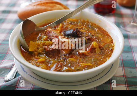 Stufato di asturiana, ristorante in Spagna Foto Stock