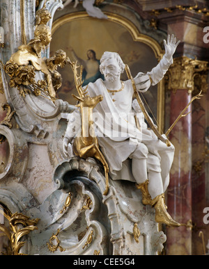 Vierzehnheiligen, Gnadenaltar in der Wallfahrtskirche Foto Stock