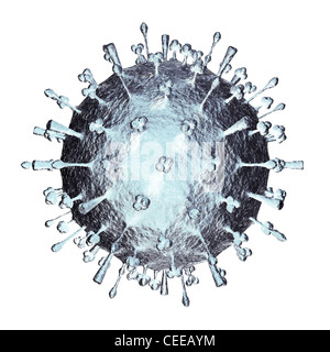 Influenza il virus H1N1 H5N1 virus influenzale A virione particella. Influenza suina, influenza aviaria struttura particellare.3D illustrazione isolato su bianco Foto Stock