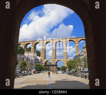 Morlaix viadotto, luogo Otages, Morlaix, Finistère Bretagna, Francia Foto Stock