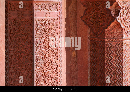 Dettagli architettonici nel complesso del palazzo, Fatehpur Sikri, sito Patrimonio Mondiale dell'UNESCO, Fatehpur Sikri, India Foto Stock