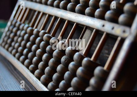 Vecchia Cina abacus, close up Foto Stock