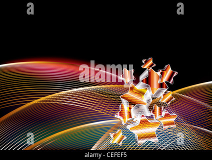 Abstract shiny sfondo dorato con stelle, illustrazione Foto Stock