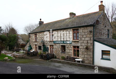 Il pub Lamorna Wink, o casa pubblica, Lamorna Cove, Cornovaglia, West Country, Inghilterra, Regno Unito Foto Stock