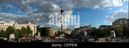 Una panoramica di Trafalgar Square a Londra Foto Stock