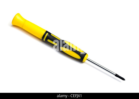 Piccolo cacciavite isolato su sfondo bianco Foto Stock
