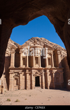 El Deir Monastero di Petra, Giordania. Foto Stock