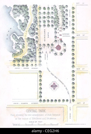 1869 Knapp mappa dell'angolo sud-est di Central Park (Grand Army Plaza New York City Foto Stock