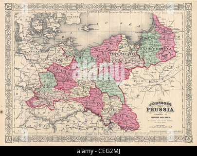 1866 Johnson Mappa di Prussia, Germania Foto Stock