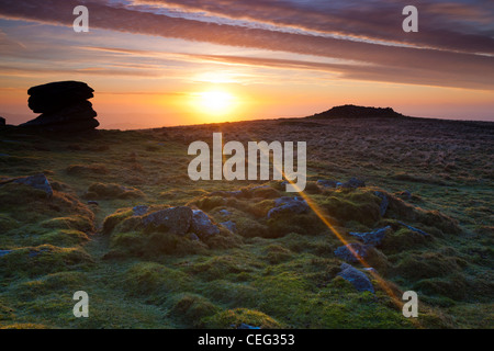 Vista da Rippon Tor, Parco Nazionale di Dartmoor, Ilsington, Devon, Inghilterra, Regno Unito, Europa Foto Stock