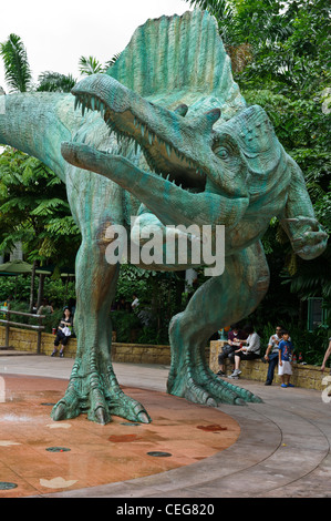 Spinosaurus statua, Il mondo perduto, Jurassic Park, Singapore. Foto Stock