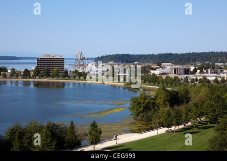 Una vista del Lago Capitol in Olympia, Washington Foto Stock