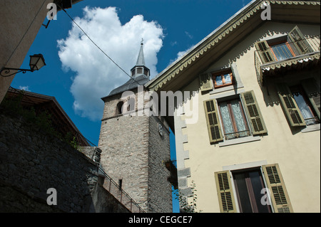 St Maxime chiesa. Beaufort villaggio dipartimento della Savoia nella regione Rhône-Alpes nel sud-est della Francia. Foto Stock