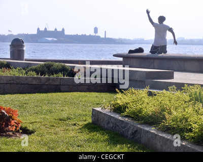 Allenamento mattutino in Battery Park di New York City Foto Stock