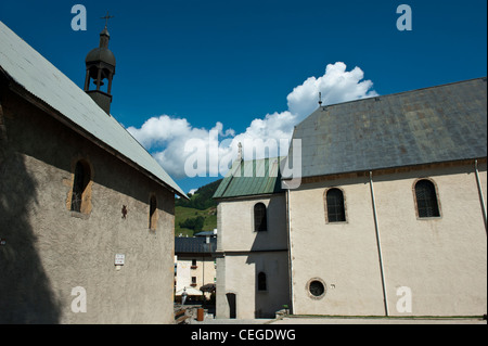Villaggio di Megève. Alta Savoia dipartimento Rhône-Alpes regione sud-est della Francia. Foto Stock