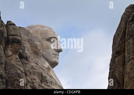 Monte Rushmore nelle Black Hills, South Dakota, nel National Memorial Park, scultura rocciosa del presidente degli Stati Uniti George Washington Nobody horizontal hi-res Foto Stock