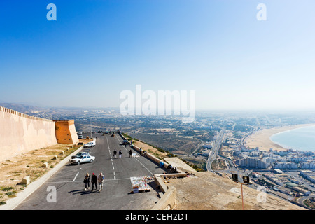 Vista su Agadir dal vecchio Kasbah, Marocco, Africa del Nord Foto Stock