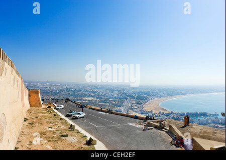 Vista su Agadir dal vecchio Kasbah, Marocco, Africa del Nord Foto Stock