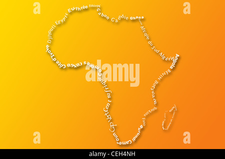 Typograhpy illustrazione dell Africa mappa Foto Stock