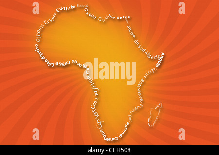 Typograhpy illustrazione dell Africa mappa Foto Stock